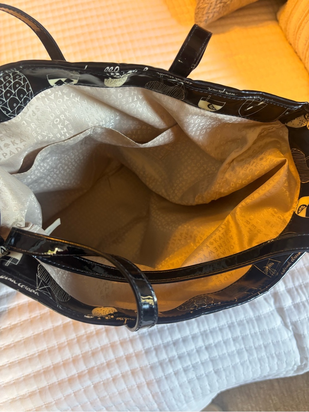 KATE SPADE Black Patent Cocktail Print Tote - Picture 5 of 5